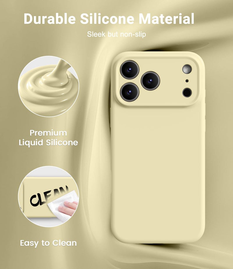 OTOFLY Magnetic for iPhone 17 Pro Max Case,Compatible with Magsafe,Classic Liquid Silicone Mobile Phone Case,Integrated Camera Control Button,Anti-Scratch Microfiber Lining, Yellow - Image 3