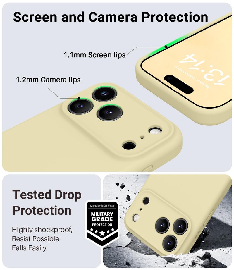 OTOFLY Magnetic for iPhone 17 Pro Max Case,Compatible with Magsafe,Classic Liquid Silicone Mobile Phone Case,Integrated Camera Control Button,Anti-Scratch Microfiber Lining, Yellow - Image 5