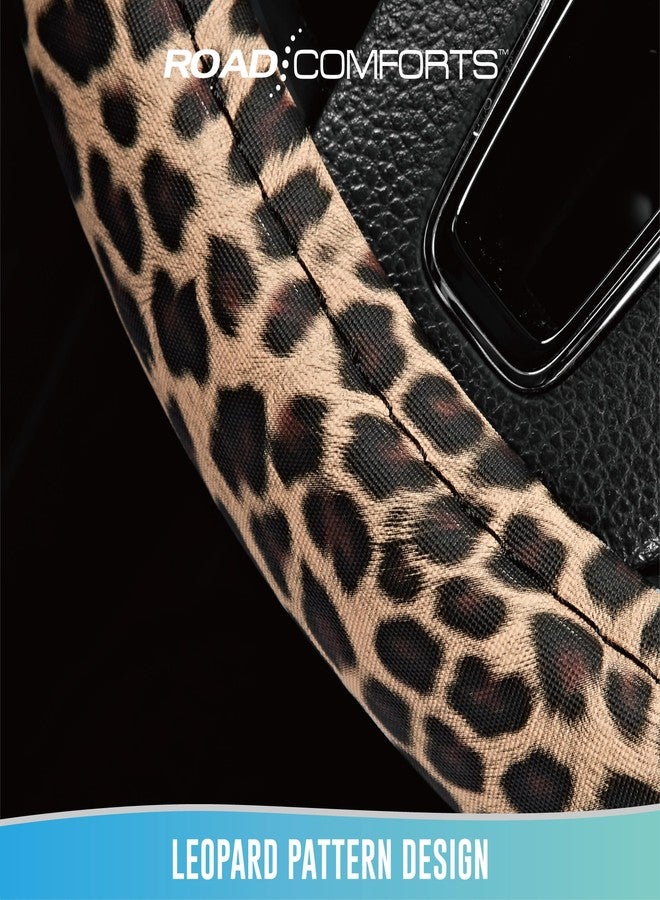 Road Comforts Leopard Steering Wheel Cover - Made with PVC Leather Cheetah Print - Anti-Slip, Universal Fit 14 1/2 inches to 15 inches - Beige - Image 4