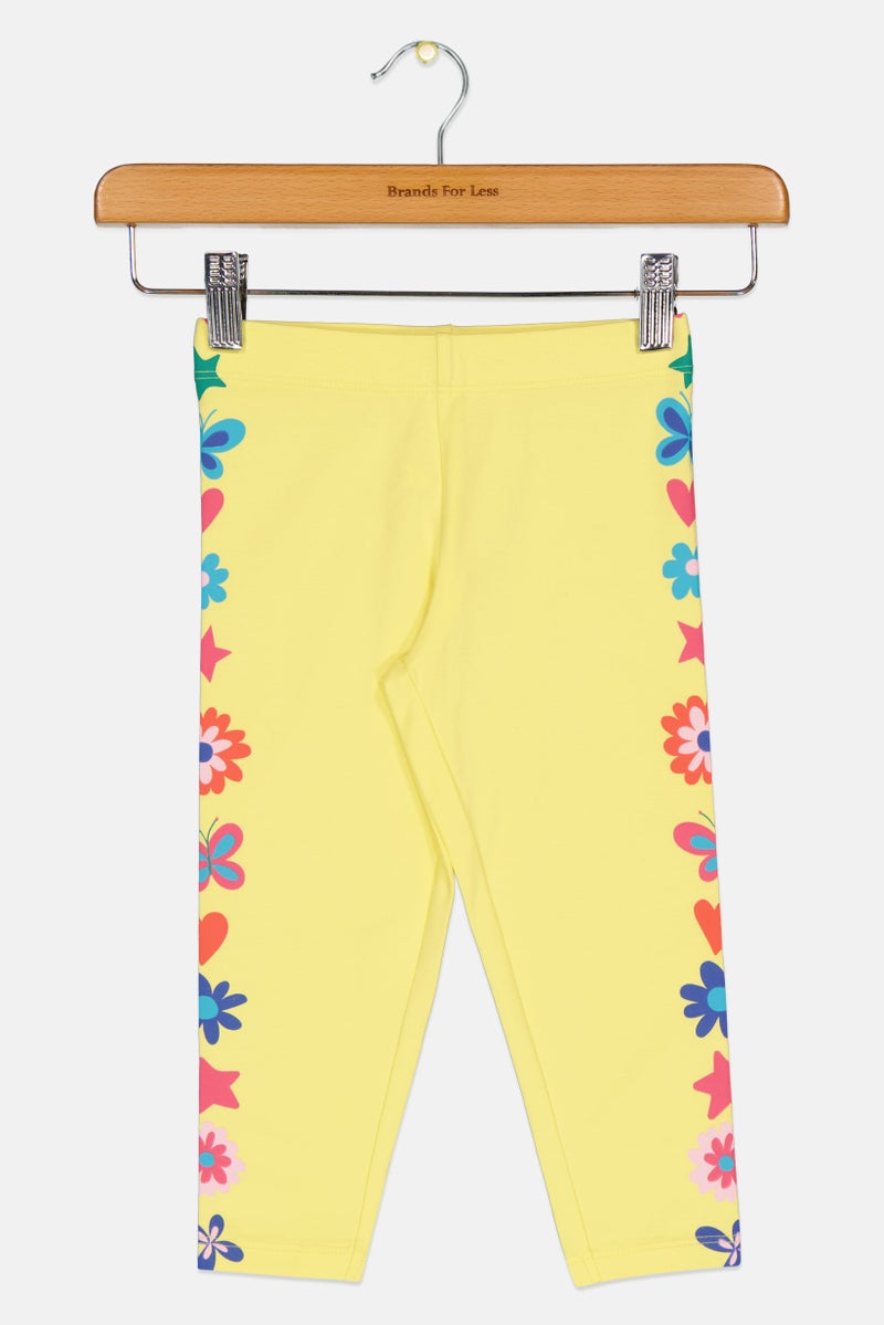 Hamleys Toddlers Girl Pull On Floral Print Leggingins, Yellow - Image 2