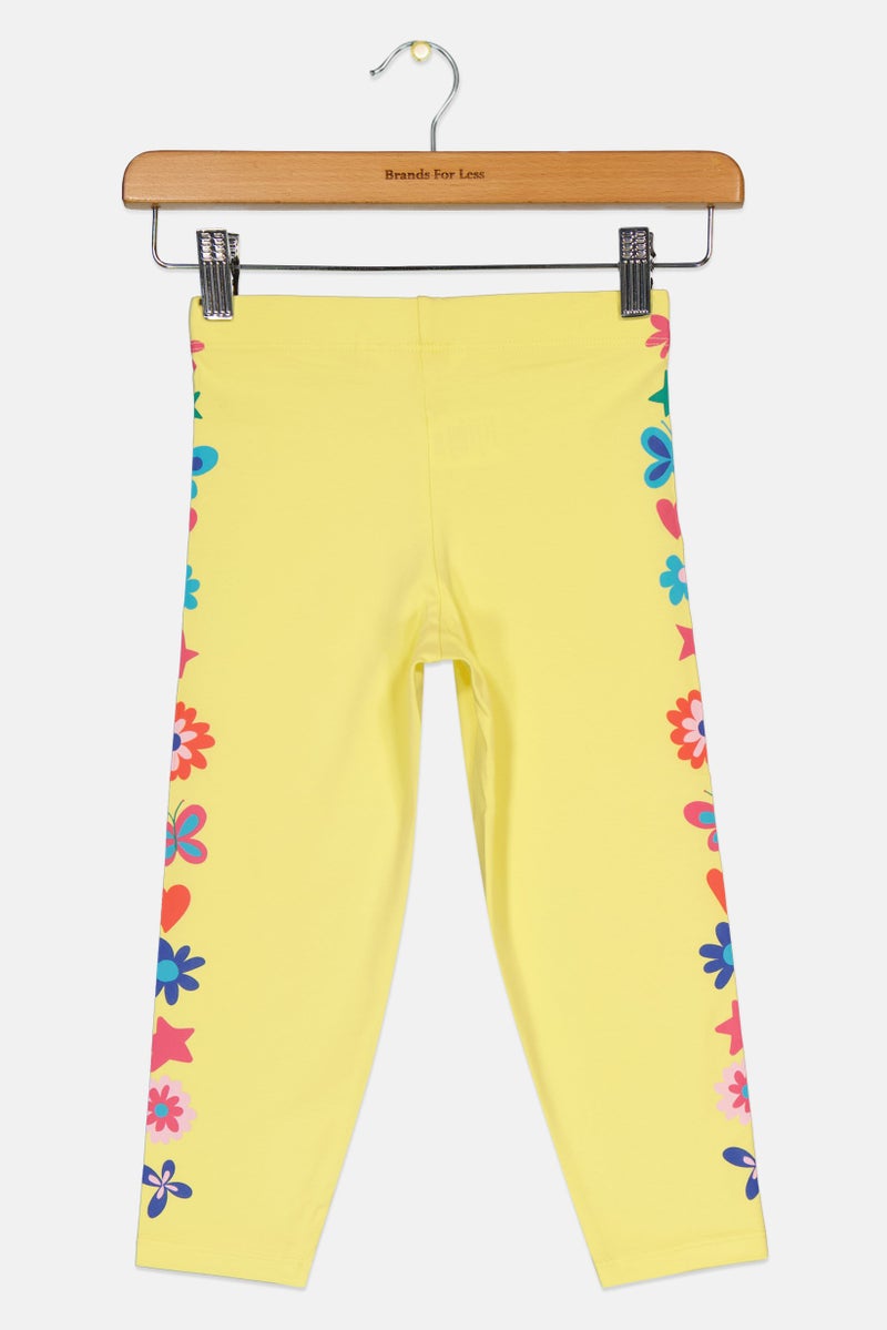 Hamleys Toddlers Girl Pull On Floral Print Leggingins, Yellow - Image 3