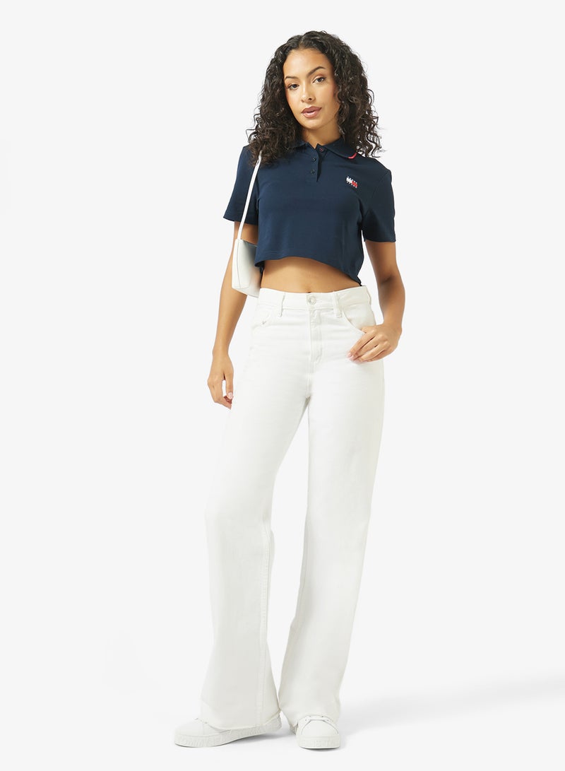 TOMMY JEANS Tommy Badge Boxy Cropped Polo Shirt - Image 4