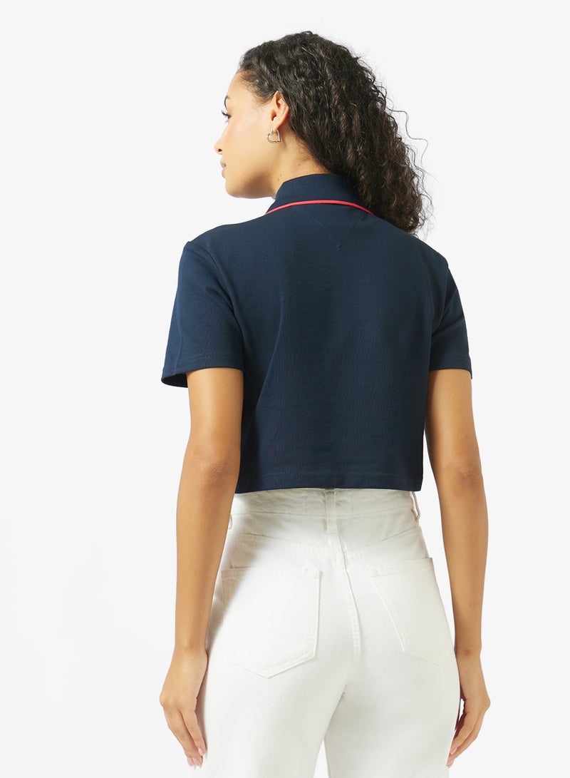 TOMMY JEANS Tommy Badge Boxy Cropped Polo Shirt - Image 2