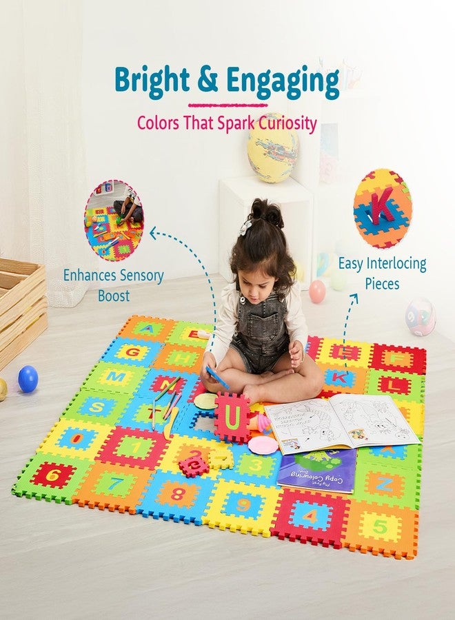 Supples Amazon Brand - Supples Pop Out Interlocking Playmat | Baby Puzzle Mat | Alphabets & Numbers Floor Mat | Multicolour |EVA Foam | Safe & Soft - Image 4