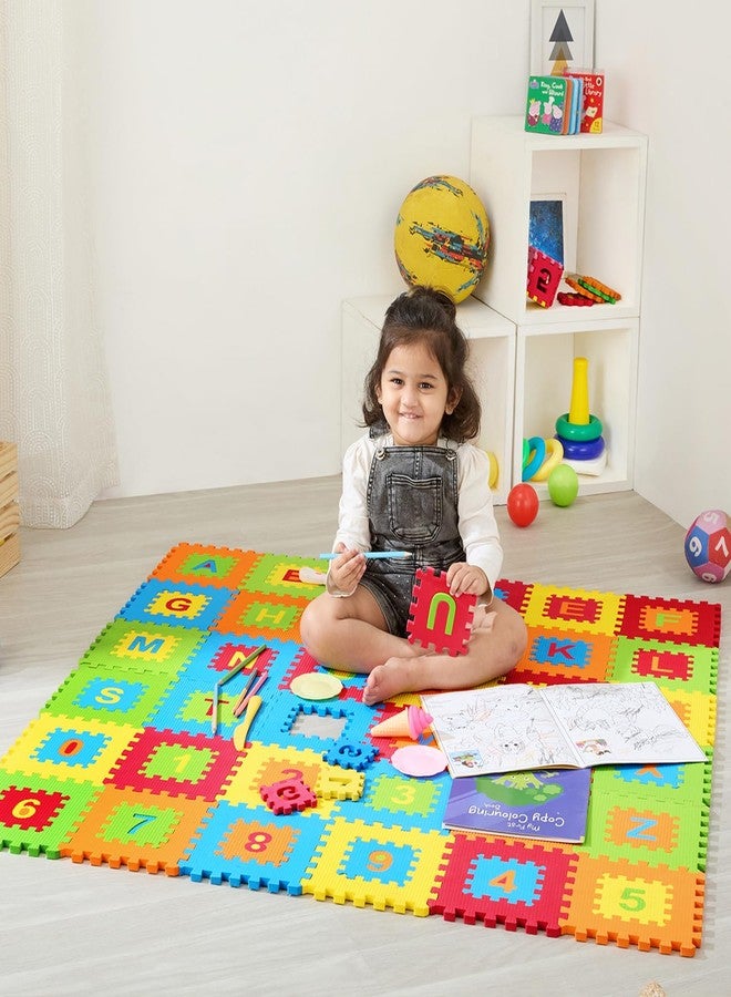 Supples Amazon Brand - Supples Pop Out Interlocking Playmat | Baby Puzzle Mat | Alphabets & Numbers Floor Mat | Multicolour |EVA Foam | Safe & Soft - Image 1