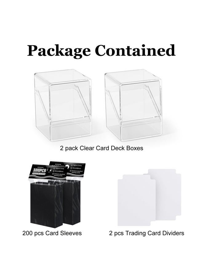 YSCARE 2 Pack Card Deck Boxes, Card Deck Case and 200 Pack Card Sleeves with Dividers, Standard Size Clear Card Storage Box Perfect Fit for MTG, Trading Cards, Sport Cards (Black) - Image 2