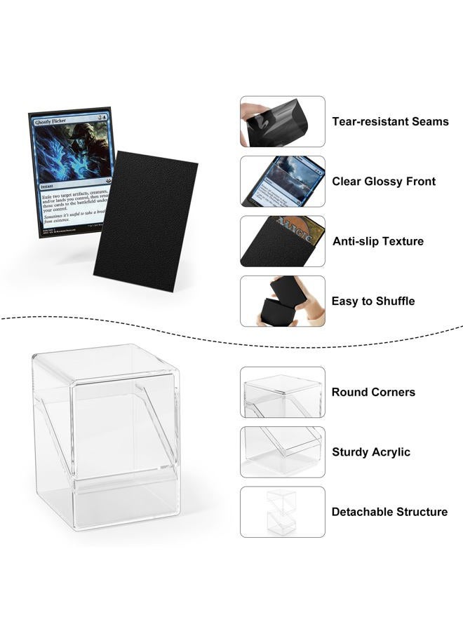 YSCARE 2 Pack Card Deck Boxes, Card Deck Case and 200 Pack Card Sleeves with Dividers, Standard Size Clear Card Storage Box Perfect Fit for MTG, Trading Cards, Sport Cards (Black) - Image 5