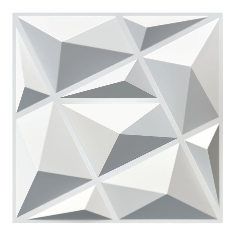 MIX3D 33 Pack 3D Wall Panels, Modern Diamond Textured Design for Interior Wall Decor in Living Room Bedroom Game Room Office Hotel, White, 12'' x 12'' Cover 32 Sq. Ft - Image 1