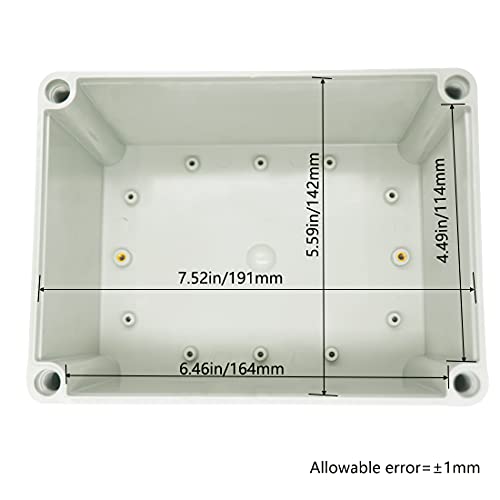 Zulkit Junction Box ABS Plastic Dustproof Waterproof IP67 Junction Boxes Universal Electrical Project Enclosure DIY Electronic Project Box Grey 7.87 x 5.91 x 5.12 inch (200 x 150 x 130 mm) - Image 4