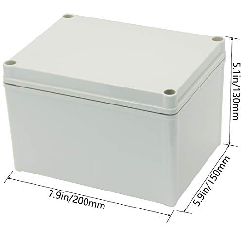 Zulkit Junction Box ABS Plastic Dustproof Waterproof IP67 Junction Boxes Universal Electrical Project Enclosure DIY Electronic Project Box Grey 7.87 x 5.91 x 5.12 inch (200 x 150 x 130 mm) - Image 2