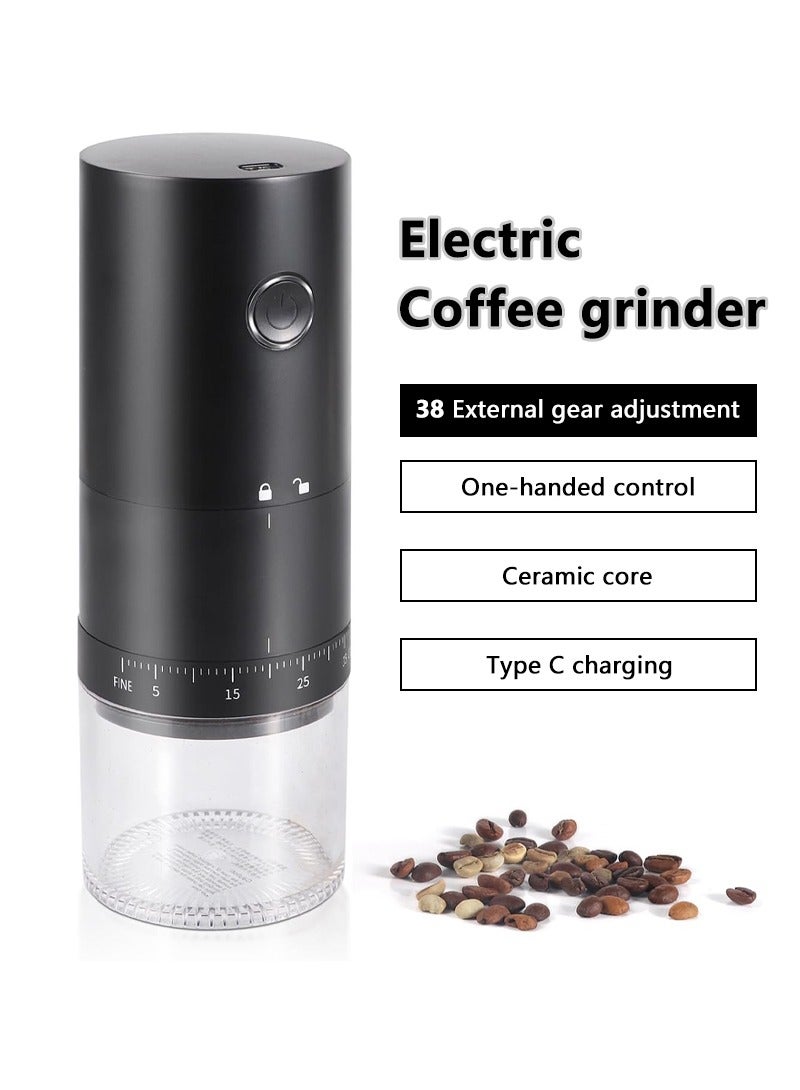 Electric Coffee Grinders,USB C Rechargeable Coffee Bean Grinder with  With External 38 Coarseness Adjustable，USB Rechargeable，with Brush for Home, Travel, Office, Black，Portable  - Image 1