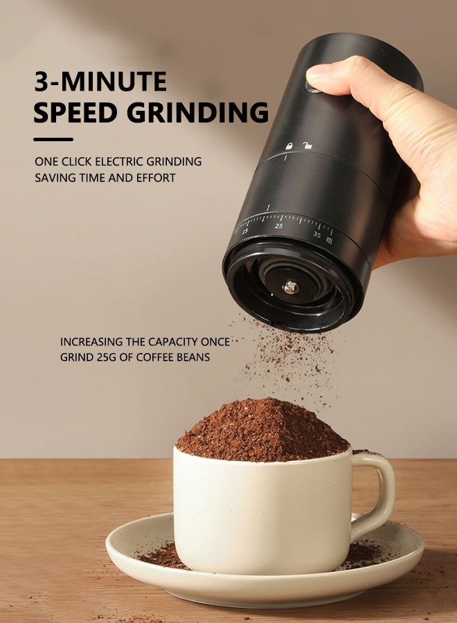 Electric Coffee Grinders,USB C Rechargeable Coffee Bean Grinder with  With External 38 Coarseness Adjustable，USB Rechargeable，with Brush for Home, Travel, Office, Black，Portable  - Image 5