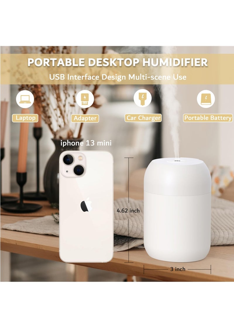 KASTWAVE Portable Mini Humidifier with Night Light, 260ml Small Cool Mist Humidifier, USB Personal Desktop Humidifier for Baby Bedroom Car Office Home, Auto Shut-Off, 2 Mist Modes, Super Quiet (White) - Image 3