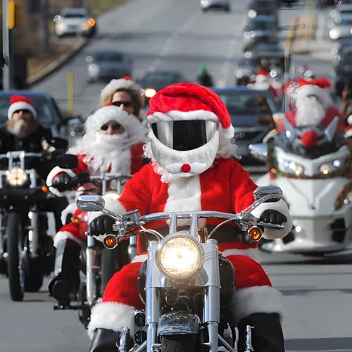 BUAEL Extra Large Christmas Santa Motorcycle Helmet Cover Light Up Hat Decoration 30 x 15.8 in,Nativity Helmet Cover,Santa Claus Xmas Hat Accessories with Light for Men Women,Fun Rides and Gifts - Image 5