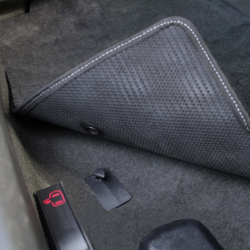 Lloyd Mats Fits 2007.5-2013 C6 Corvette Driver & Passenger Floor Mats Set; Black / Ebony Velourtex Fabric with Crossed Flags Logo Embroidery - Image 4