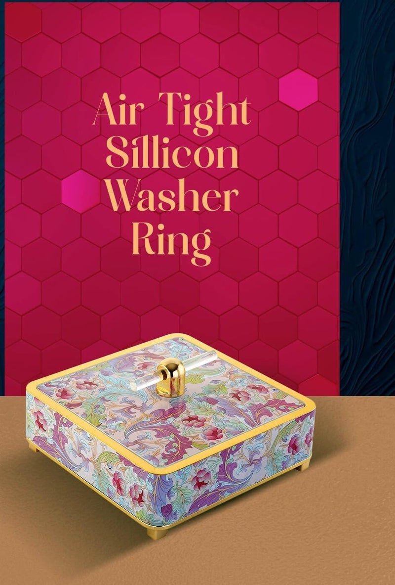 Magic Providers MultiPurpose Airtight Dryfruit Container Set With Serving Tray with Lid Air Tight Plastic Storage Box I Gifting Set I Dry Fruit Container Set Serving Set with 4 Section Pink - Image 3