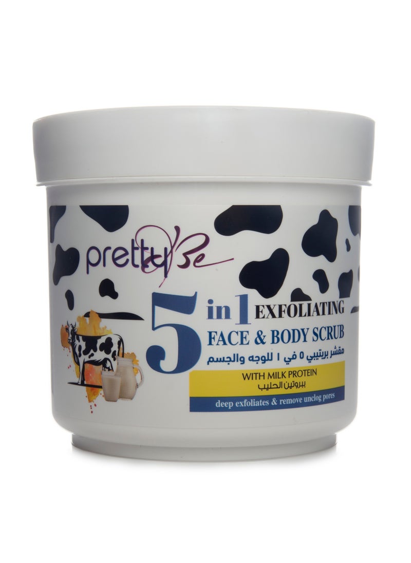Pretty Be Pretty Be 5 in 1 face & body scrub with milk protein  deep exfoliates and remove unclog pores in 550ml  - Image 1