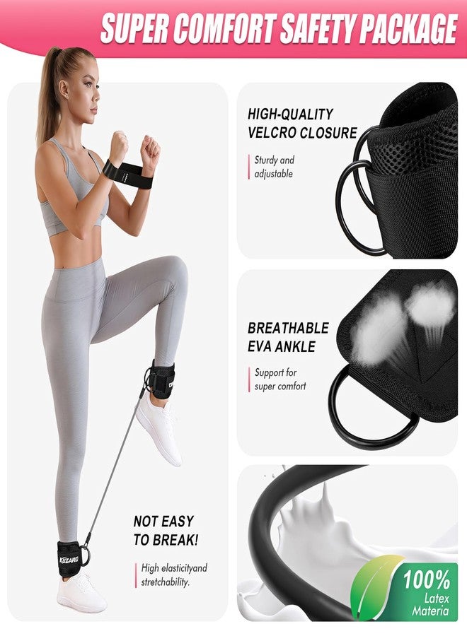 KUZARO Ankle Resistance Bands with Cuffs, Resistance Bands Set for Working Out, Leg and Glute Exercise Bands – Home Gym Workout Equipment for Women, Booty Building, Pilates, Rehab, Physical Therapy - Image 3