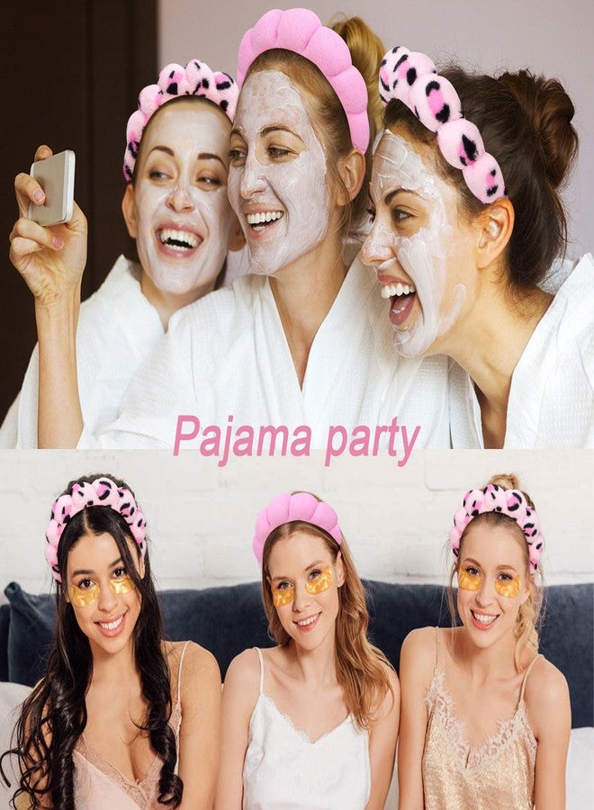 ويكو طوق رأس للعناية بالبشرة من ويكو، قطعتان، لغسل الوجه، مناسب للسبا والمكياج، طوق رأس لطيف بنقشة الفهد الأسود والوردي، طوق رأس إسفنجي منتفخ، إكسسوارات شعر للنساء والفتيات والأطفال والمراهقين، هدية مثالية. - Image 3