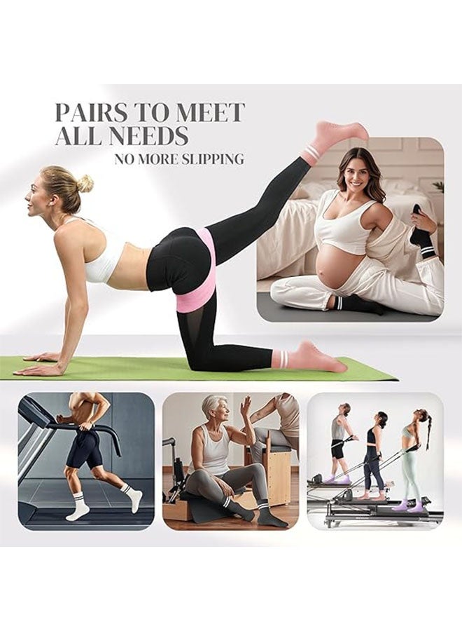 Non Slip Socks Women Fashion All Season Socks Sports Casual Simple Striped Colors for Pilates Yoga Barre Ballet Dance Fitness Football Hospital Mid-Tube Socks Free Size 3-Pair - Image 5
