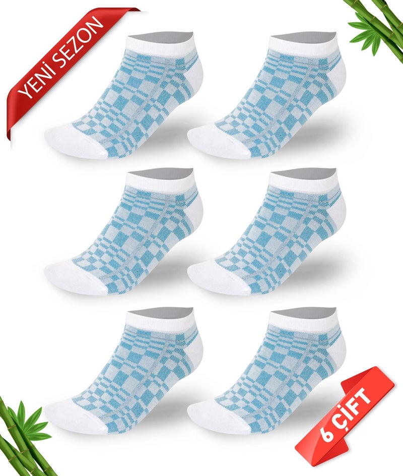DAYCO Patterned Glitter Detailed Women's Bamboo Booties Socks Set of 6 