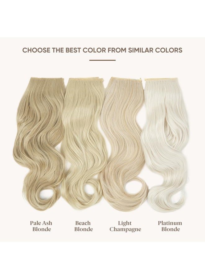 SARLA Invisible Wire Hair Extensions with 3 Clips Long Synthetic Wavy Curly Hairpiece Adjustable Transparent Headband for Women 18 Inch Platinum Blonde - Image 2