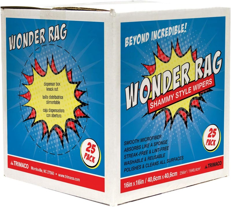 Trimaco Wonder Rag 14 x 17 Microfiber Wiper Rags  25 per Box White - Image 1