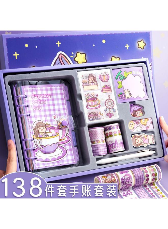 Bluejw Small Potato Cute Hand Ledger Suit Transparent Loose-leaf Book Full Set Of Hand Ledger Tools And Paper Stickers Note Notebook - Image 2
