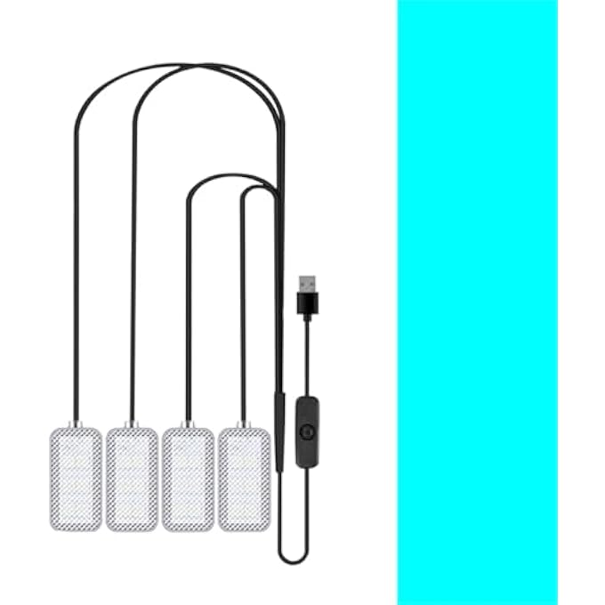 ريحني مجموعة إضاءة نيون محيطية للسيارة مع منفذ USB، ملحقات السيارة، هدايا للرجال والنساء، 4 في 1، إضاءة زينة للسيارة والحديقة والمنزل، لون أزرق ثلجي - Image 1