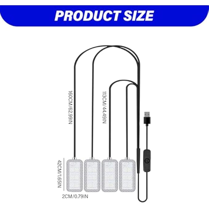 ريحني مجموعة إضاءة نيون محيطية للسيارة مع منفذ USB، ملحقات السيارة، هدايا للرجال والنساء، 4 في 1، إضاءة زينة للسيارة والحديقة والمنزل، لون أزرق ثلجي - Image 5