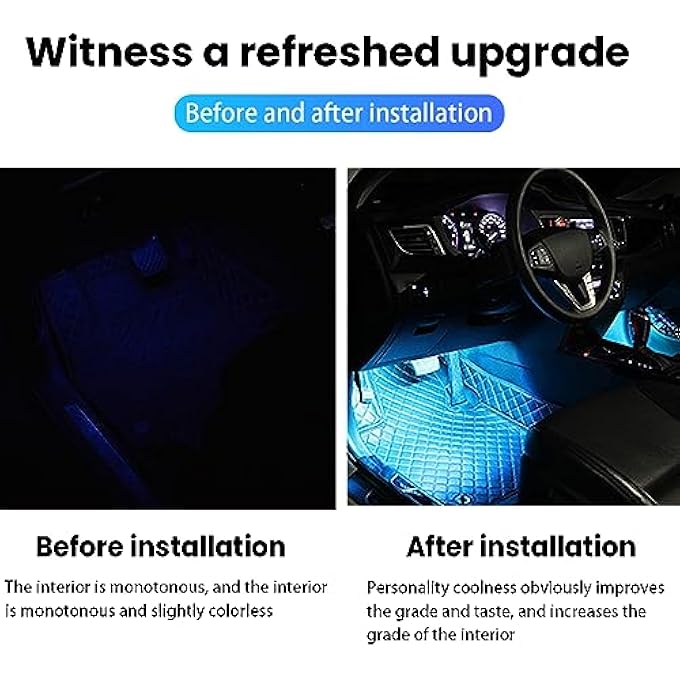 ريحني مجموعة إضاءة نيون محيطية للسيارة مع منفذ USB، ملحقات السيارة، هدايا للرجال والنساء، 4 في 1، إضاءة زينة للسيارة والحديقة والمنزل، لون أزرق ثلجي - Image 2