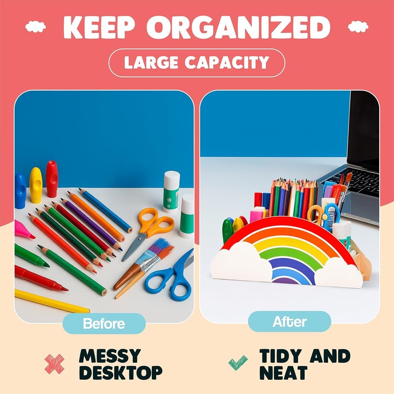 جايمنوت حامل أقلام خشبي من Gamenote وحاملات أقلام - صندوق تنظيمي من Rainbow Supply لتنظيم مكتب المكاتب ومستلزمات المكتب، مناسب للنساء والأطفال - Image 4