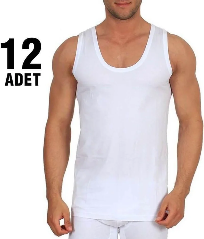 Seher Yıldızı Morning Star Morning White Men's Combed Cotton Undershirt 12 Pieces