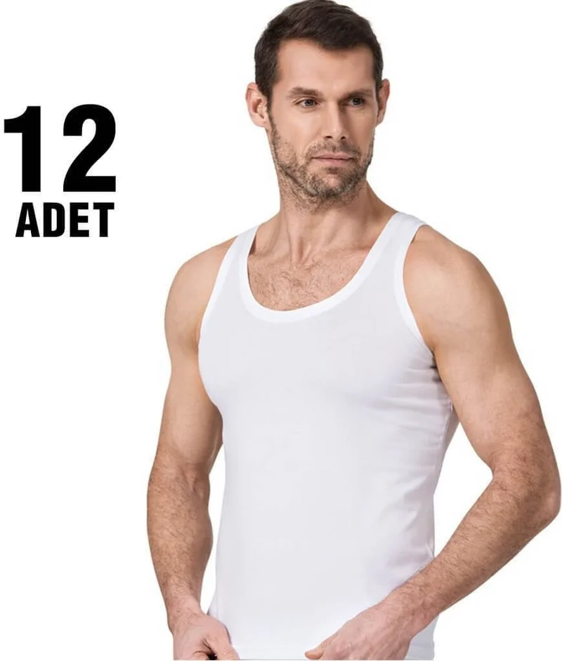 Seher Yıldızı Morning Star Morning White Men's Combed Cotton Undershirt 12 Pieces