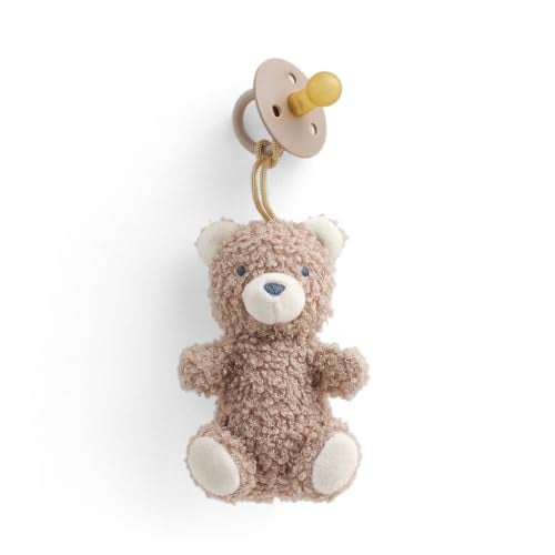 Itzy Ritzy Pacifier Lovey Set Natural Rubber Paci with Stuffed Animal Lovey Detachable Plush Bear Pacifier Holder Coordinating Natural Rubber Soother Ideal for Ages 06 Months Bear - Image 1