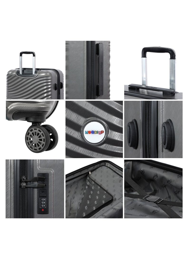 Biggdesign - Biggdesign Moods Up Medium Suitcase, 100% ABS Hardshell Luggage with 360° Spinner Wheels, Travel Suitcases with TSA Lock System, Lightweight, Antracite, 24 Inch - Image 1