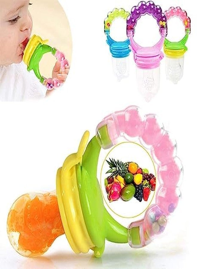 TrifleArte Fruit Feeder Pacifier | Food Feeder with Rattle & Spoon | Spoon Squeeze Feeder | Silicone Baby Feeding Spoon | Baby Feeders for Baby Food | Assorted Color - Image 4