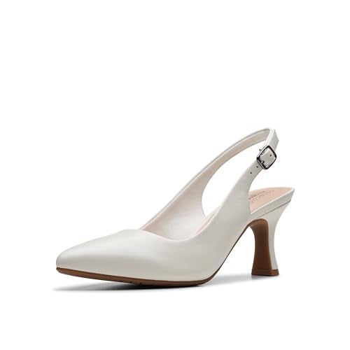 clarks حذاء كلاركس النسائي كاتالينا ستيب، جلد أبيض فاتح، 8.5 - Image 1