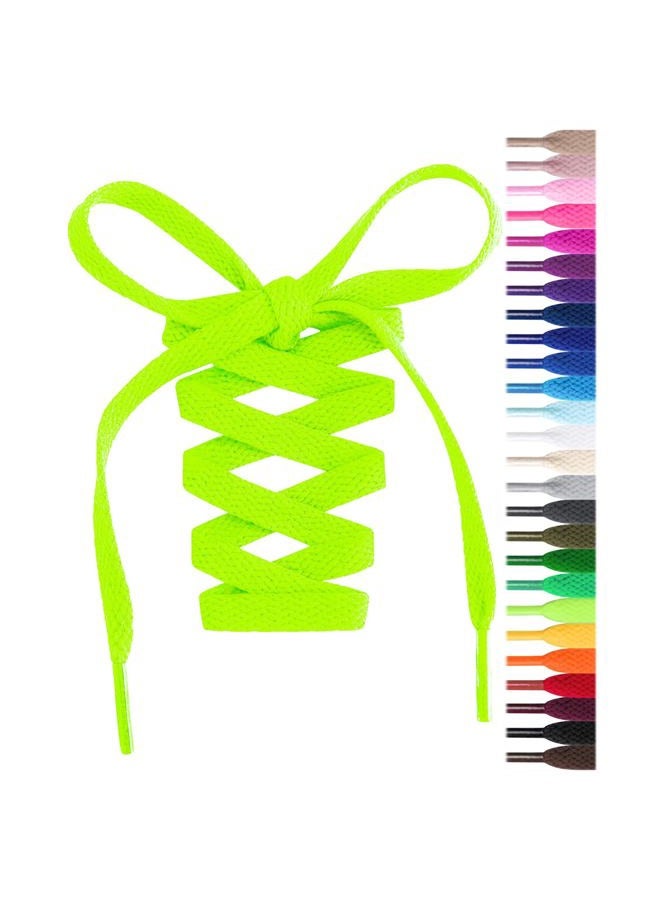 Handshop Flat Shoelaces 5/16" - 20 Colors in 36"-72" Shoe Laces For Sneakers, Neon Green(1 Pair), 48 inch (122 cm) - Image 1