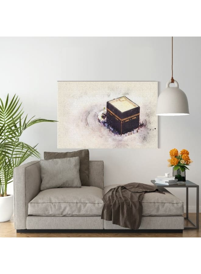 Home Gallery Canvas Wall Art, Abstract Framed Portrait of rawing of the Kaaba prayer in Mecca 120 W x 80 H x 2 D - Image 4