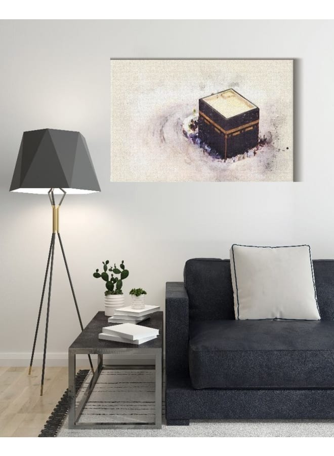 Home Gallery Canvas Wall Art, Abstract Framed Portrait of rawing of the Kaaba prayer in Mecca 120 W x 80 H x 2 D - Image 3