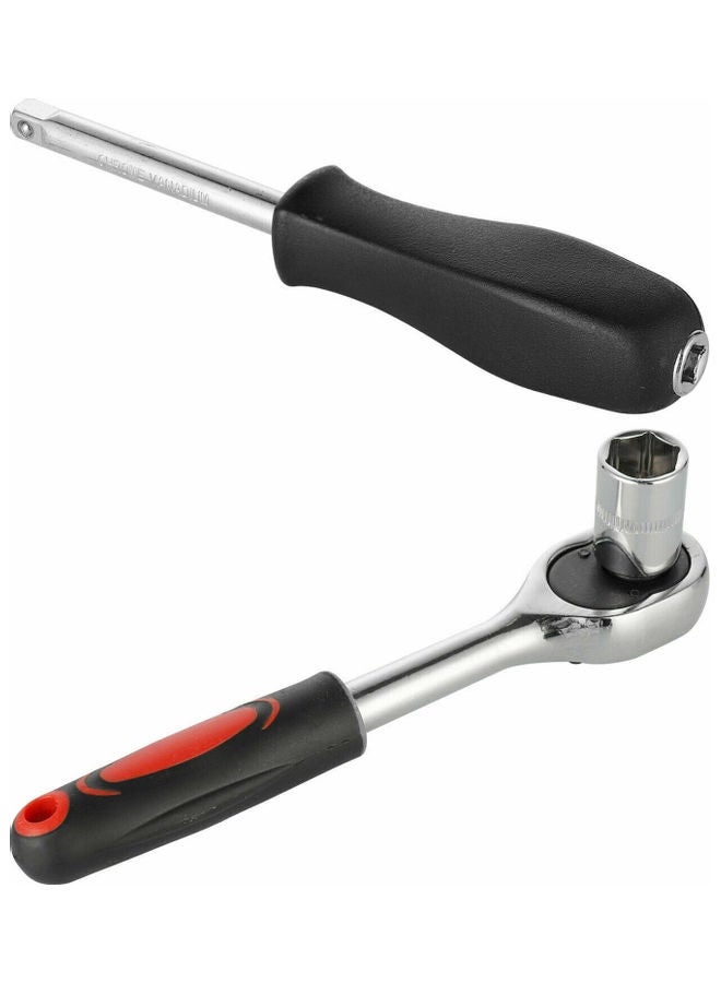 Loquat 46-Piece Ratchet Wrench Socket Set Red/Black - Image 2