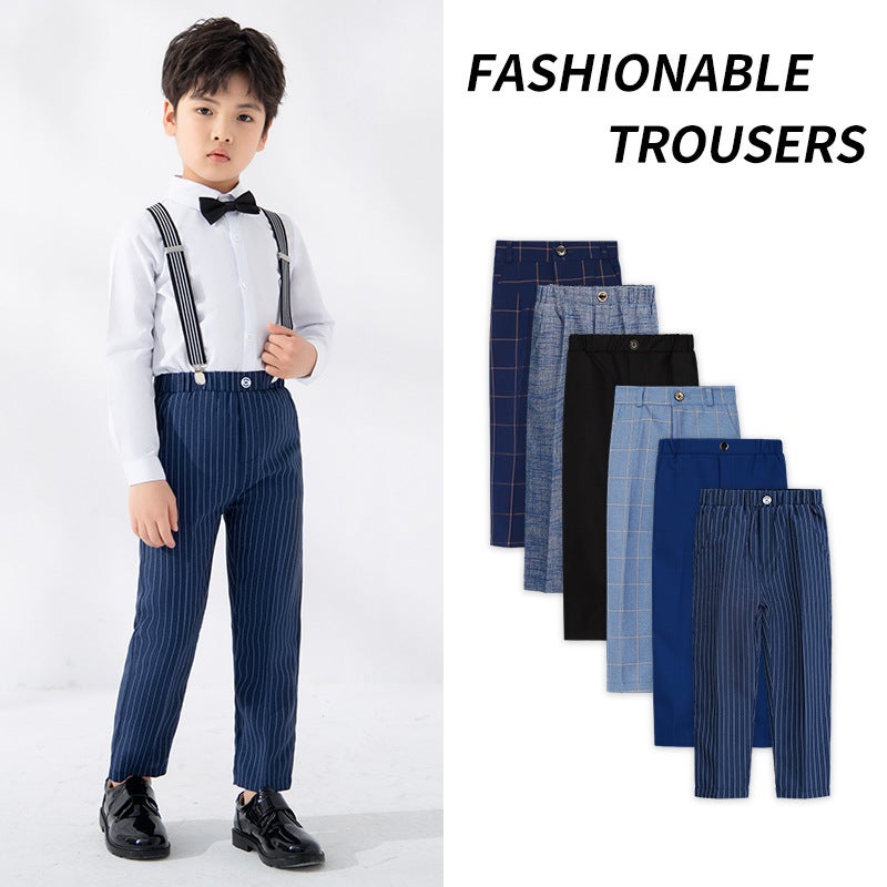 Boys' Trousers Children'S Single Pants Summer Student Performance Host Piano Dress Suit Pants One-Piece Delivery - Image 4