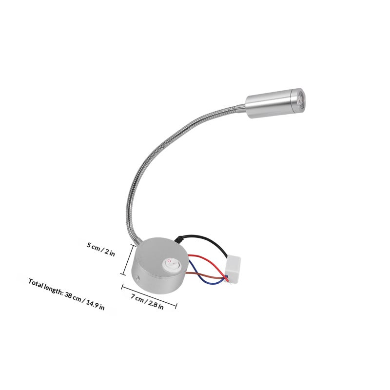 3W 360-degree Flexible Arm Wall Light Reading Light Bedside Lamp with (Warm White) - Image 2
