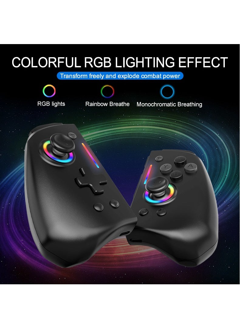 LinYuvo - LinYuvo KS42 Meteor Light Wireless Joy-pad with 8 Color RGB Lights for Switch/Lite/OLED, with Programmable, Turbo & Vibration(Black) - Image 1