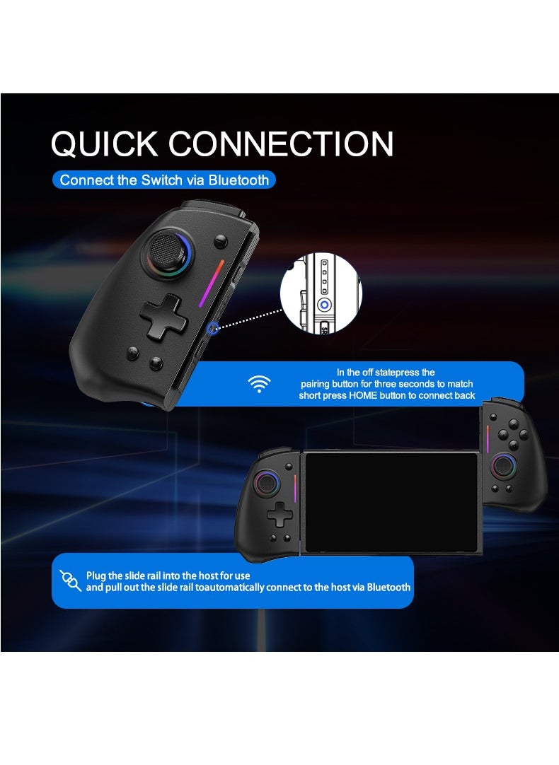 LinYuvo - LinYuvo KS42 Meteor Light Wireless Joy-pad with 8 Color RGB Lights for Switch/Lite/OLED, with Programmable, Turbo & Vibration(Black) - Image 1