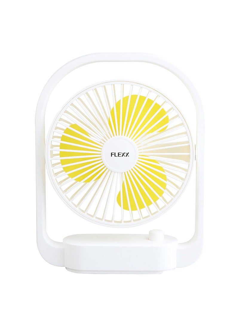 FLEXY® Rechargeable Desktop Fan – 6 Inch Portable Fan , 3 Speeds, USB Charging, Adjustable Angle, Quiet Operation, Perfect for Home, Office, Travel & Outdoors (Yellow) - Image 1