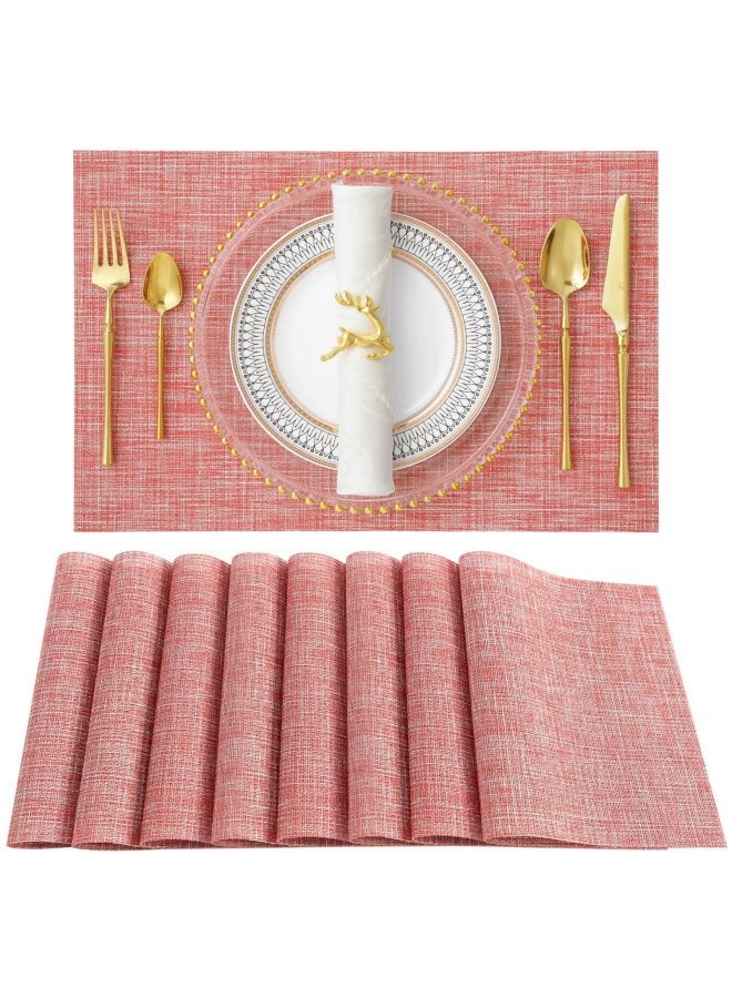 Multicolor Placemat With Table Towel Table Mat Sand Pot Mat For Home Kitchen Decorative PVC Western Placemat-Color:Pink - Image 4