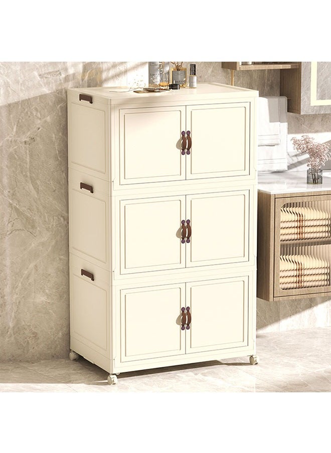 fantasize 3 Tiers Stackable Storage Bins Folding Storage Bins with Lid Closet Organizers and Storage Folding Storage Box with Doors Collapsible Storage Cabinet Bins  - Image 1