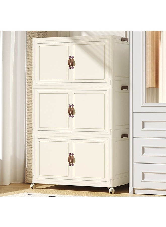 fantasize 3 Tiers Stackable Storage Bins Folding Storage Bins with Lid Closet Organizers and Storage Folding Storage Box with Doors Collapsible Storage Cabinet Bins  - Image 2